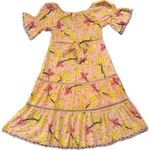 Farm Rio Banana Taste Women's Tiered Midi Dress Size XS